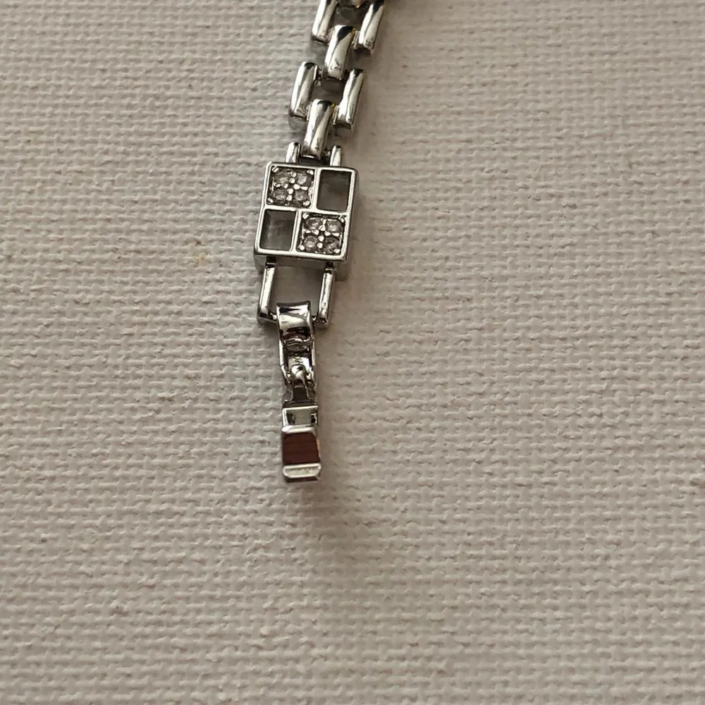 Men's Silver Square-Link Bracelet with Pavé Accents